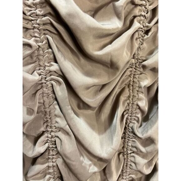 Mocha‎ Slinky Ruched Puff Sleeve Mini Dress Large - Picture 5 of 6